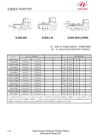 Elbow JIC Bulkhead NPT Kvinne